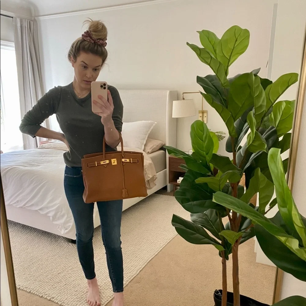 Hermes Birkin 35 Gold Togo Brown Leather Bag
